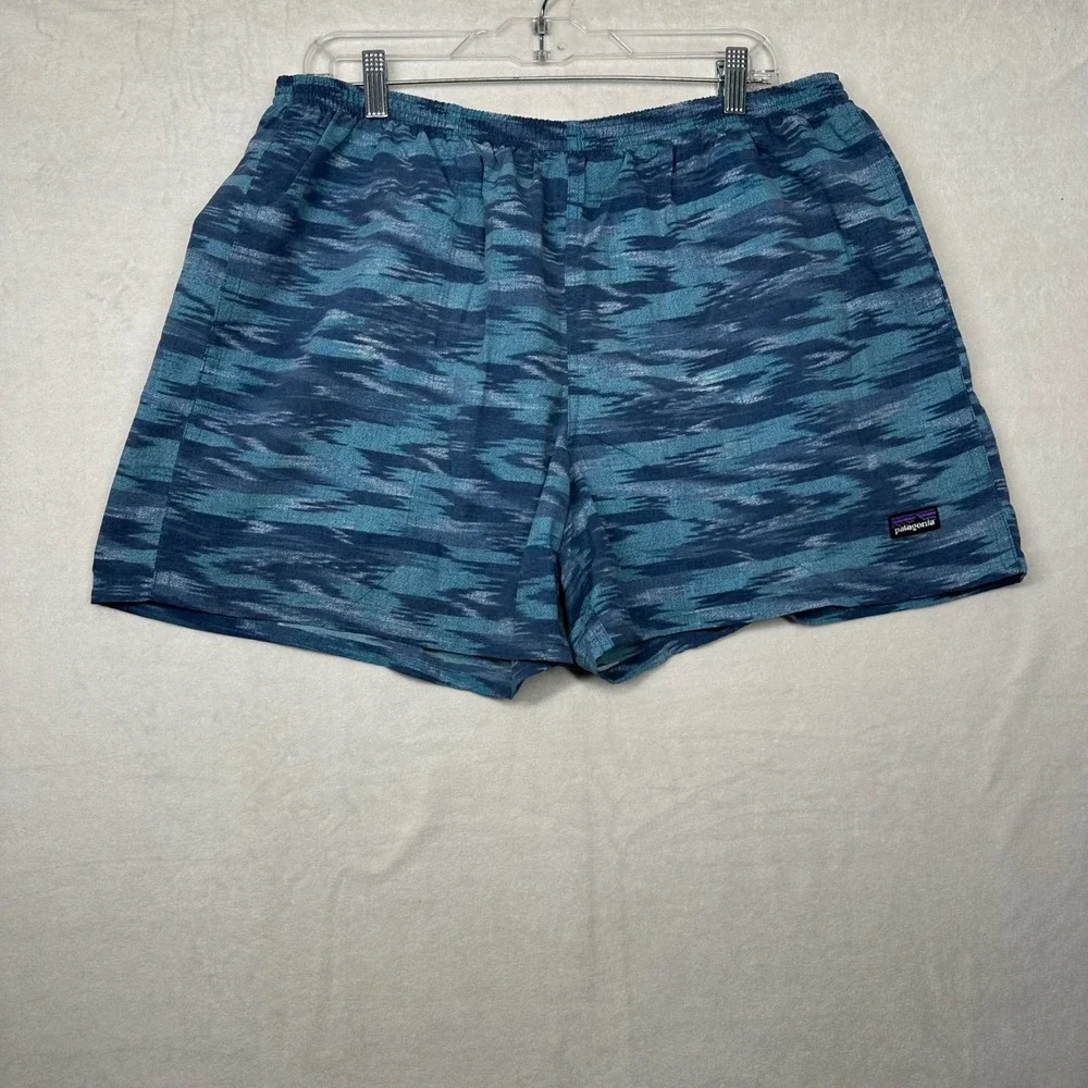 Patagonia Men's Swim Trunks Shorts XL Blue Abstract Print Elastic Waist Pockets‎